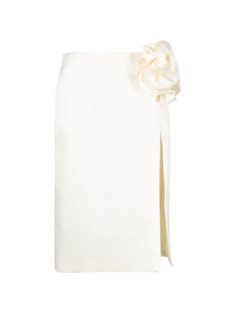 flower-appliquÃ© midi skirt