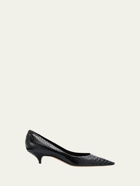 The Row Liisa Snake-Embossed Leather Pumps