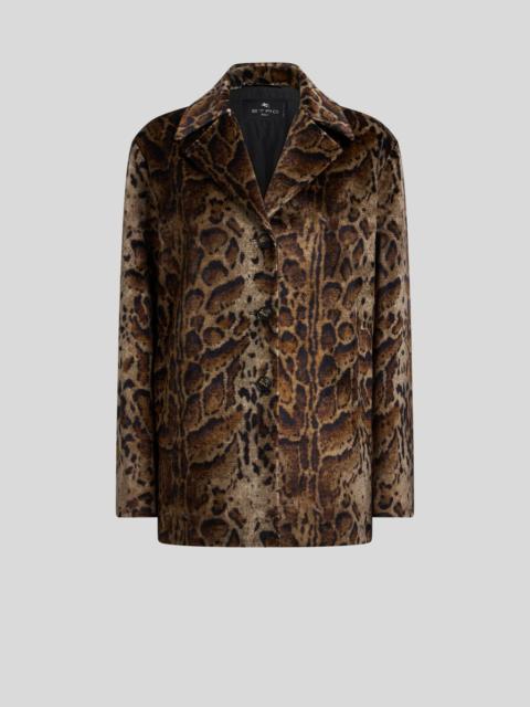 Etro CROPPED VELVET COAT WITH LEOPARD MOTIF