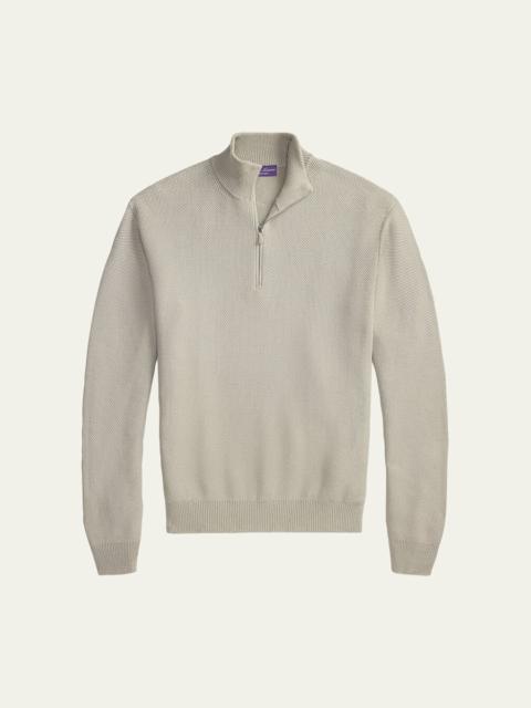 Ralph Lauren Men's Wool Texture-Knit Half-Zip Sweater