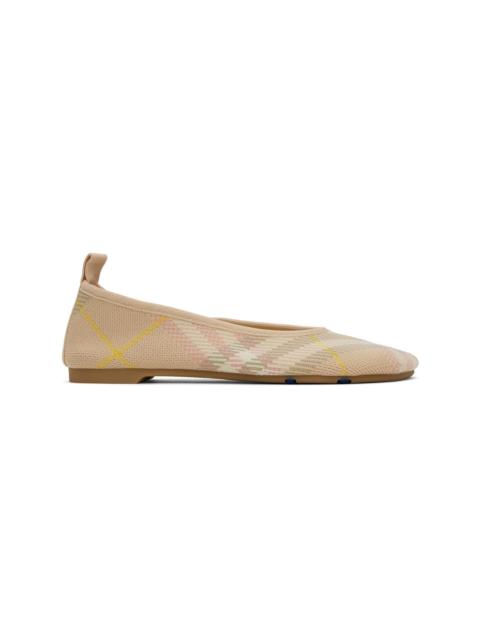 Burberry Beige & Pink Check Knit Baby Ballerina Flats