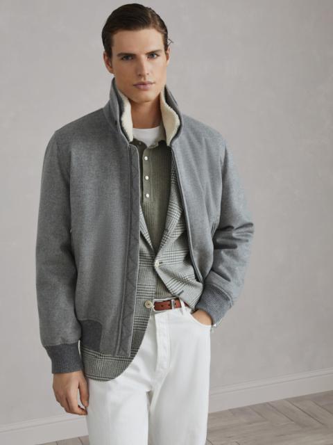 Brunello Cucinelli Bonded cashmere beaver cloth bomber jacket with detachable shearling insert and Thermore® padding