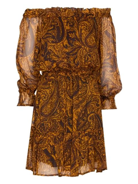 PINKO paisley-print off-shoulder midi dress