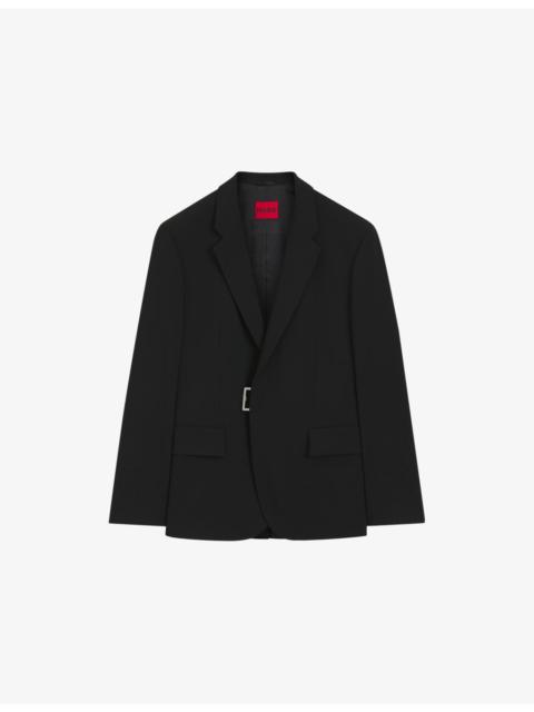 HUGO Slim-Fit Metal-Buckle Woven Blazer