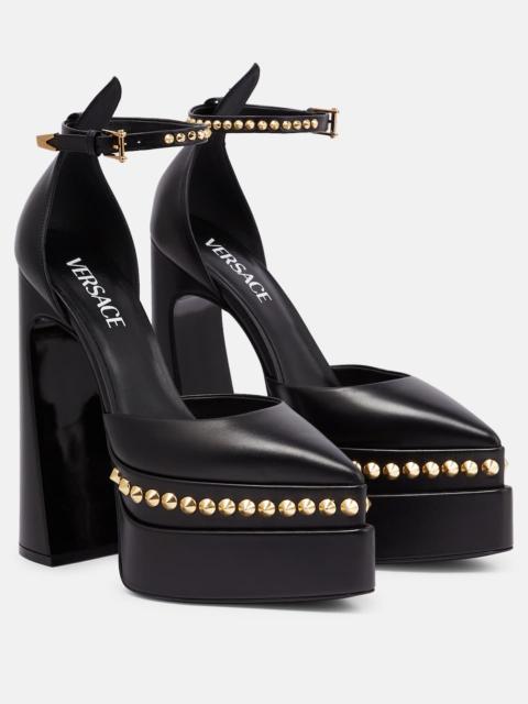 VERSACE Aevitas Pointy stud leather platform pumps