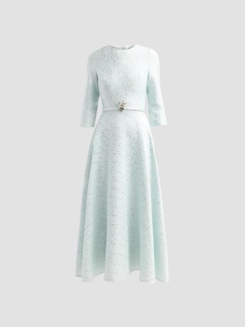 Oscar de la Renta Women's Sequin Tweed Day Dress - Soft Sage