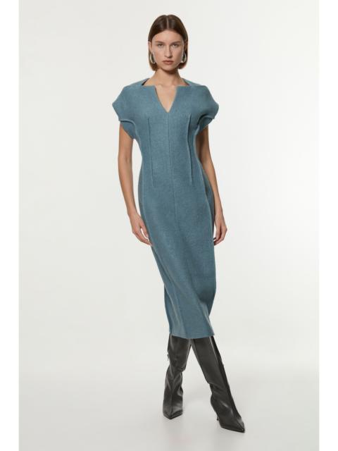 KAREN MILLEN Textured Wool Blend Darted Tailored Midi Dress