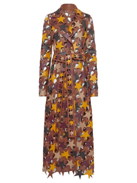 GABRIELA HEARST Nuria Patchwork Stars Trench Coat In Multi Nappa Leather