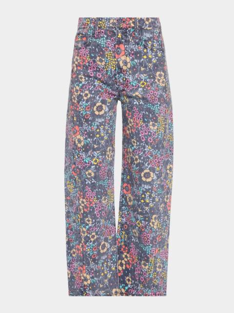 MOTHER The Patch Pocket Floral Wide-Leg Jeans