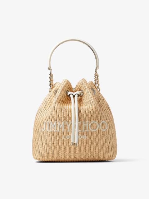 JIMMY CHOO Bon Bon Bucket
Natural Raffia Embroidered Bucket Bag