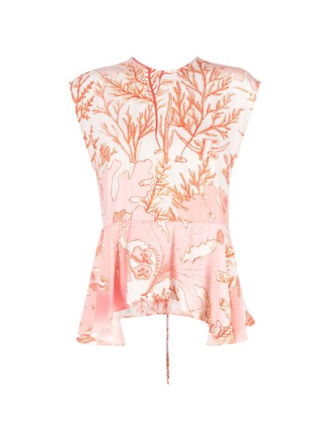 Stella McCartney coral-print peplum blouse