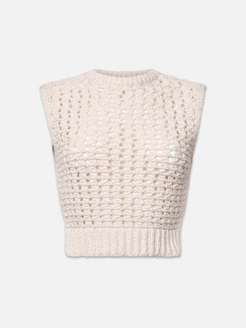 FRAME Tape Yarn Sweater Vest in Cream