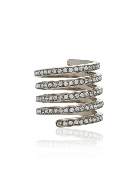 Amina Muaddi Vittoria Crystal-Embellished Silver-Tone Ring silver