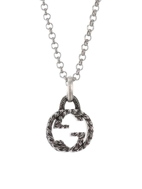 GUCCI Men's GG Interlocking Sterling Silver Logo Charm Pendant Necklace - Silver