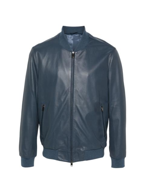 perforated leather bomber jacket