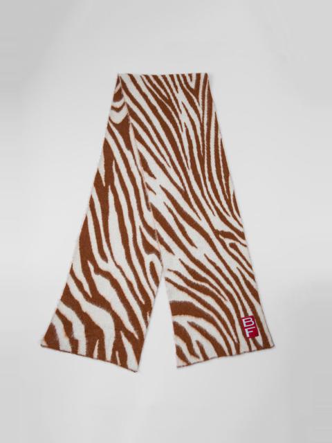 BY FAR ZEBRA SCARF BROWN ALPACA