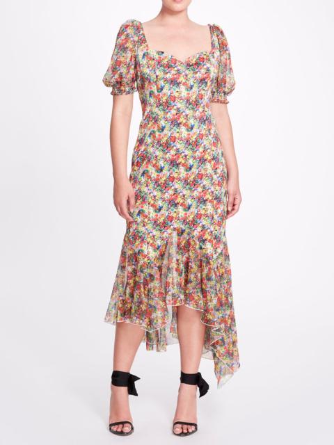 Marchesa SWEETHEART NECKLINE HI-LO DRESS