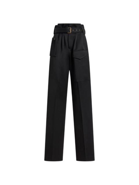 Etro straight-leg wool trousers with pockets and belt