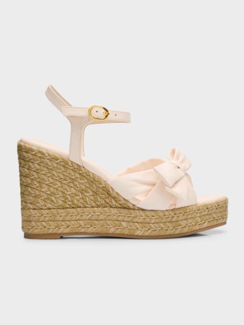 Sofia Leather Bow Wedge Espadrille Sandals