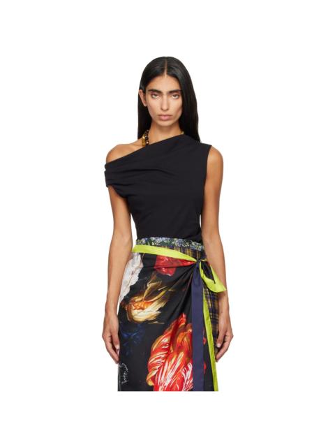 Dries Van Noten Black Off-Shoulder Jersey Top