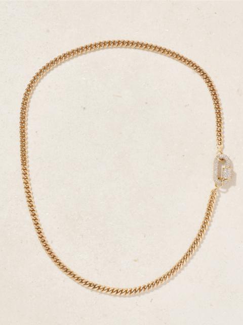 MARLA AARON Allstone Chubby Babylock + Heavy Curb 14-karat Gold Diamond Necklace