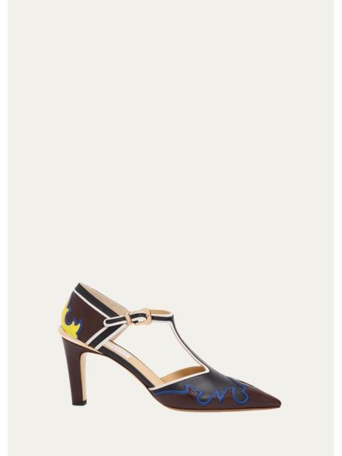 GABRIELA HEARST 75mm Duna Western Leather Ankle-Strap Pumps