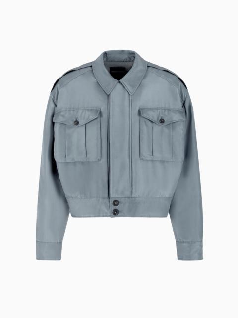 EMPORIO ARMANI WASHED-LOOK HABUTAI-SILK BLOUSON
