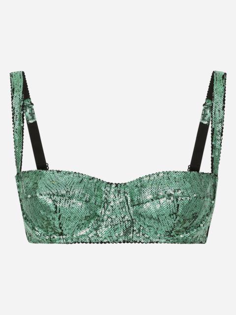 Dolce & Gabbana Sequined semi-padded balconette bra