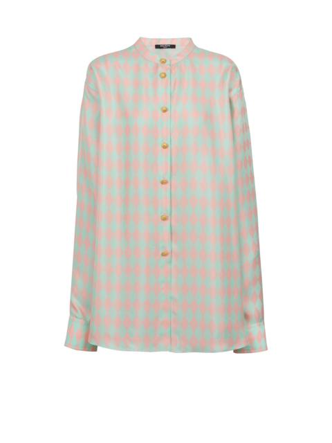 Standing-collar shirt with Diamond print