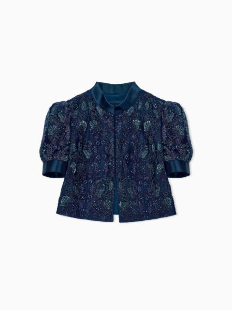 GIORGIO ARMANI SILK AND LINEN JACKET WITH EMBROIDERIES