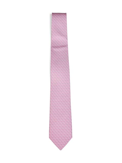 FERRAGAMO Pink Gancini silk twill Cerchio tie