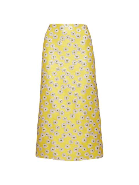 La DoubleJ floral-embroidered pencil skirt