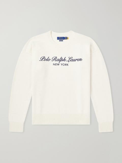 Polo Ralph Lauren Logo-Embroidered Wool and Cotton-Blend Sweater