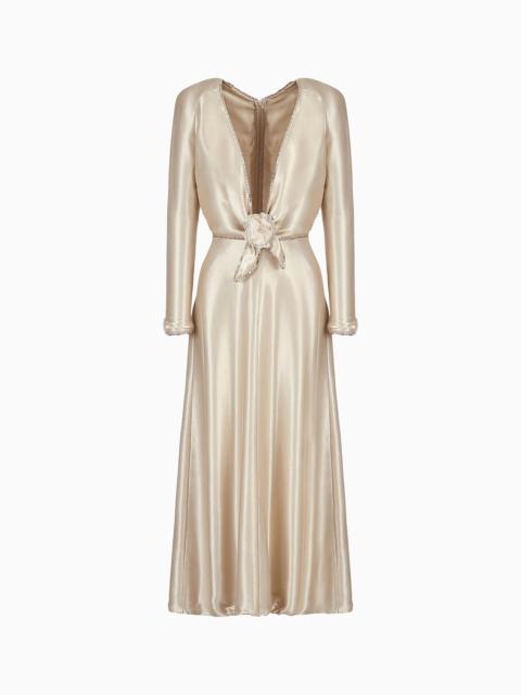 GIORGIO ARMANI Long dress with embroideries and floral embellishment
