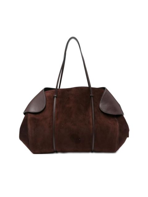 NEOUS leather-trimmed suede shoulder bag