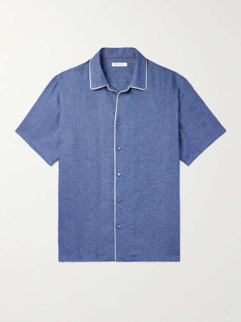 Camp-Collar Slub Linen Shirt
