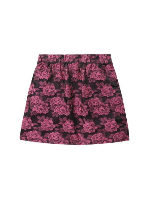 floral-motif patterned-jacquard miniskirt