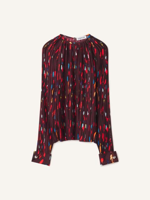 Lanvin PRINTED PLEATED CHARMEUSE TOP