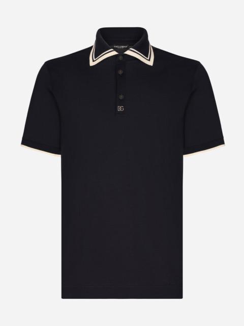 Dolce & Gabbana Cotton piqué polo-shirt with DG hardware