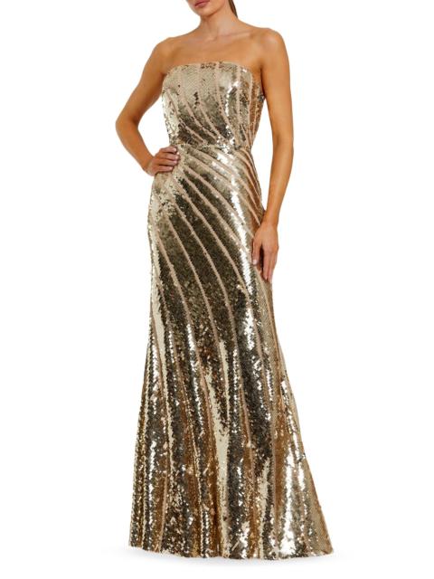 MAC DUGGAL Women's Evening Sequined Strapless Trumpet Gown - Gold