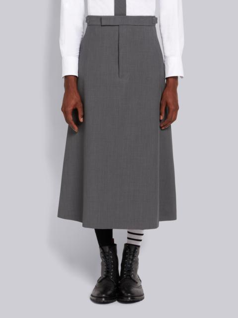 Thom Browne Medium Grey Wool Pique Suiting Calf Length A-line Skirt