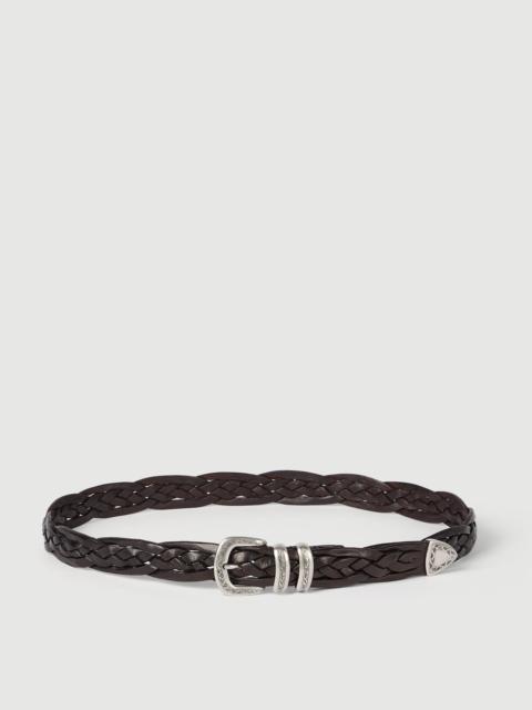 Brunello Cucinelli Braided calfskin belt with detailed buckle and tip
