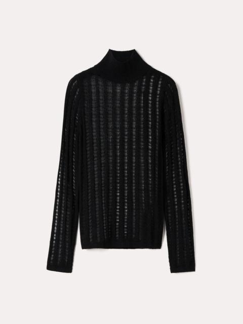 Distressed silk turtleneck black