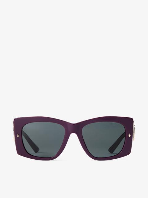 JIMMY CHOO Gabi Prune and Grey Acetate Butterfly Sunglasses