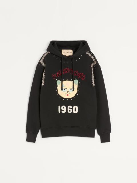 COTTON HOODED SWEATSHIRT WITH LE CHAT DE LA MAISON PATCH