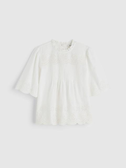 Madewell Embroidered Pintuck High-Neck Top