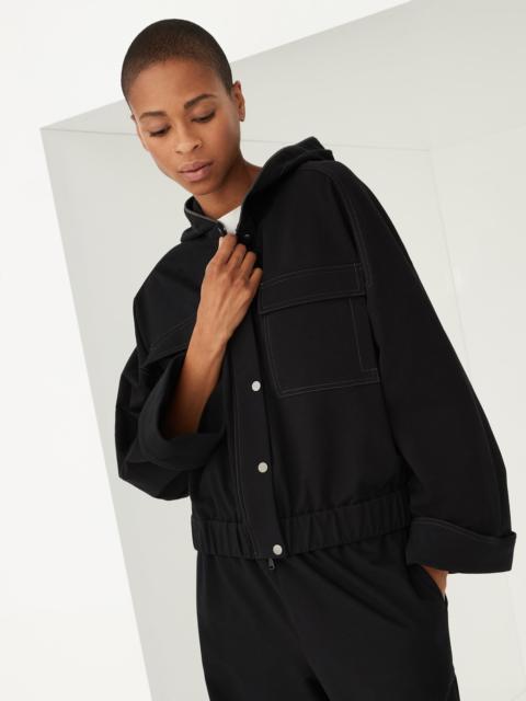Stretch cotton lightweight French terry outerwear with monili