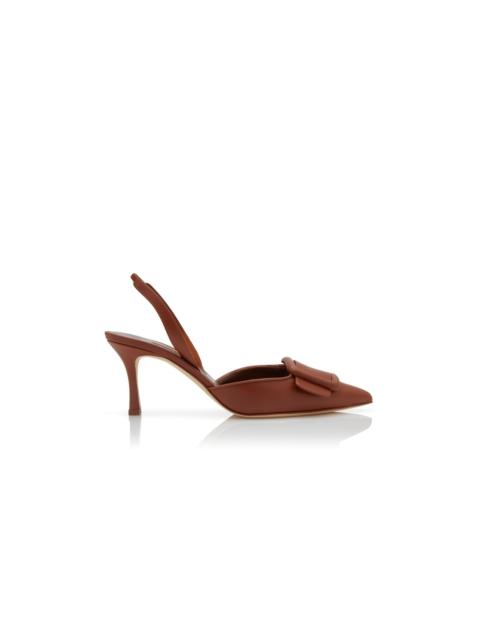 Brown Nappa Leather Slingback Pumps