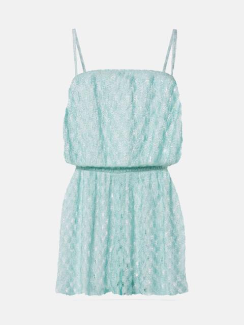 Missoni Open-knit lamé romper