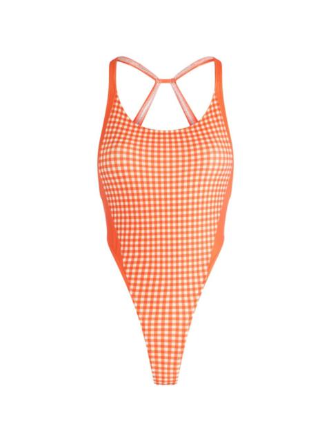 Jean Paul Gaultier gingham open back swimsuit
